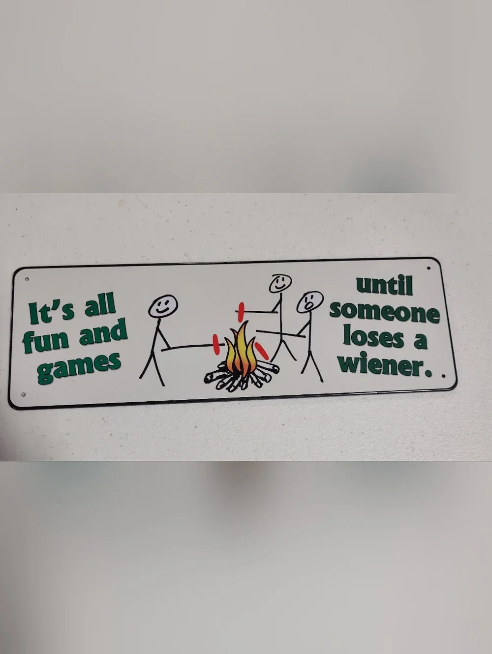 Stick Figure Campfire Wall Art - White with Red Accents